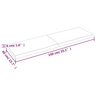 vidaXL Tischplatte 140x40x(2-4) cm Massivholz Eiche Unbehandelt