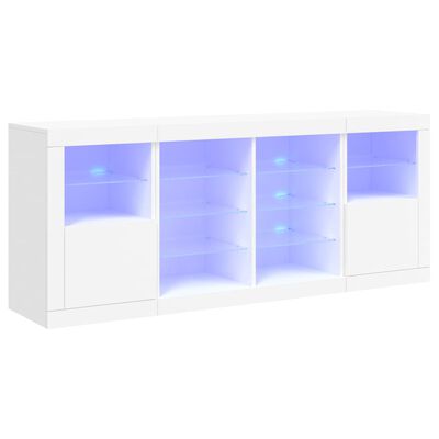 vidaXL Sideboard mit LED-Leuchten Weiß 163x37x67 cm