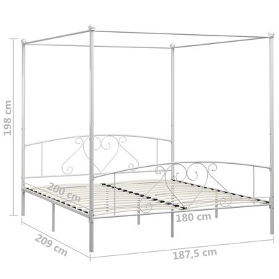 vidaXL Himmelbett-Gestell Weiß Metall 180 x 200 cm