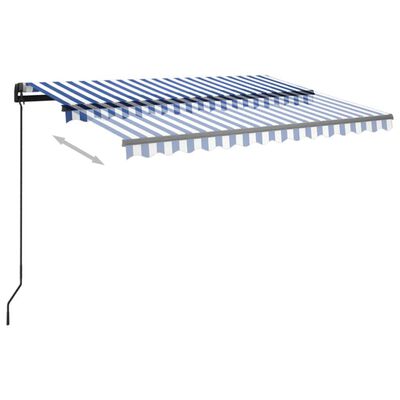 vidaXL Markise Manuell Einziehbar mit LED 3x2,5 m Blau und Weiß