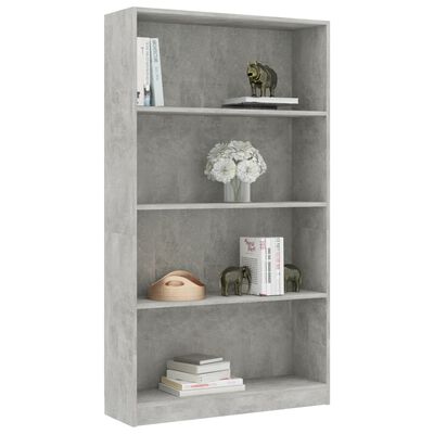 vidaXL Bücherregal 4 Fächer Betongrau 80x24x142 cm Holzwerkstoff