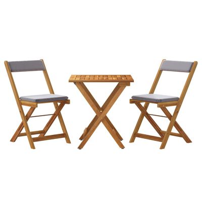 vidaXL 3-tlg. Bistro-Set Klappbar mit Kissen Massivholz Akazie