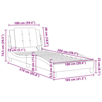 vidaXL Bettgestell mit LED Schwarz 100x200 cm Kunstleder