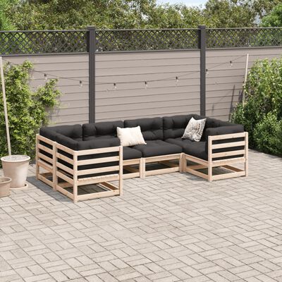 vidaXL 6-tlg. Garten-Sofagarnitur mit Kissen Massivholz Kiefer