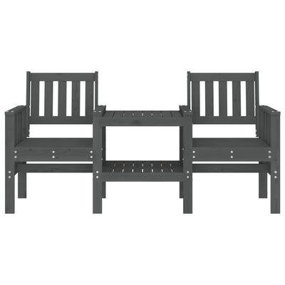 vidaXL Gartenbank mit Tisch 2-Sitzer Grau Massivholz Kiefer