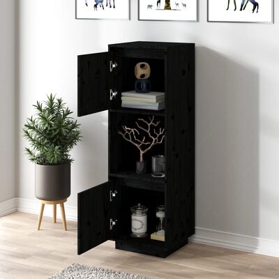 vidaXL Highboard Schwarz 38x35x117 cm Massivholz Kiefer