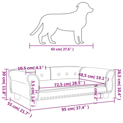 vidaXL Hundebett Grau 95x55x30 cm Kunstleder