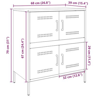 vidaXL Sideboard Rosa 68x39x79 cm Stahl