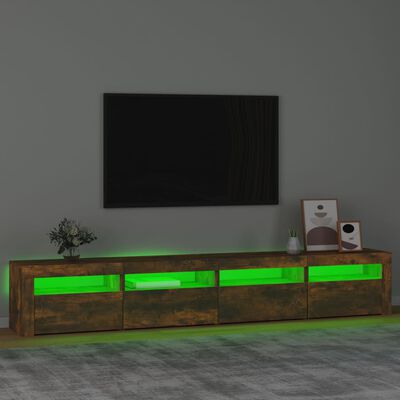 vidaXL TV-Schrank mit LED-Leuchten Räuchereiche 240x35x40 cm