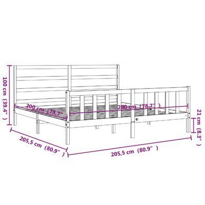 vidaXL Massivholzbett mit Kopfteil Honigbraun 200x200 cm