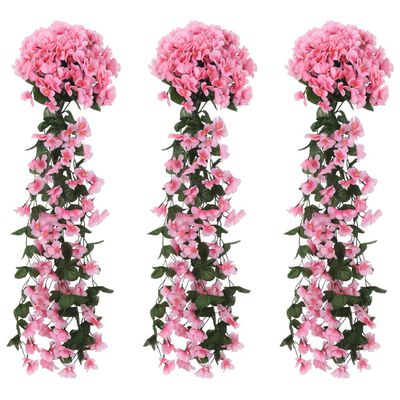 vidaXL Weihnachtskränze Blumen 3 Stk. Rosa 85 cm