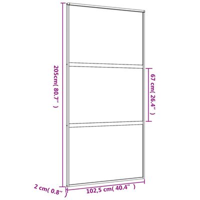 vidaXL Schiebetür Golden 102,5x205 cm Matt ESG-Glas und Aluminium