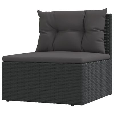 vidaXL 9-tlg. Garten-Lounge-Set mit Kissen Schwarz Poly Rattan