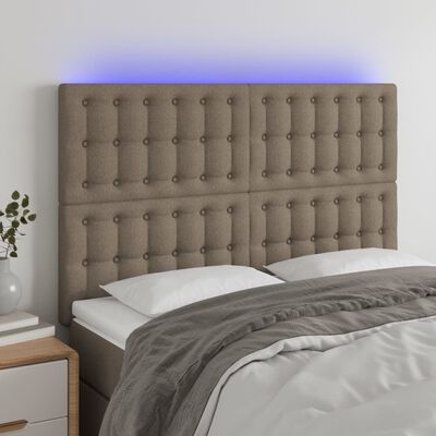 vidaXL LED Kopfteil Taupe 144x5x118/128 cm Stoff