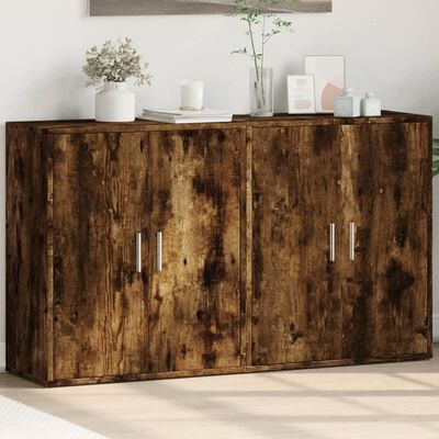 vidaXL Sideboards 2 Stk. Räuchereiche 60x31x70 cm Holzwerkstoff