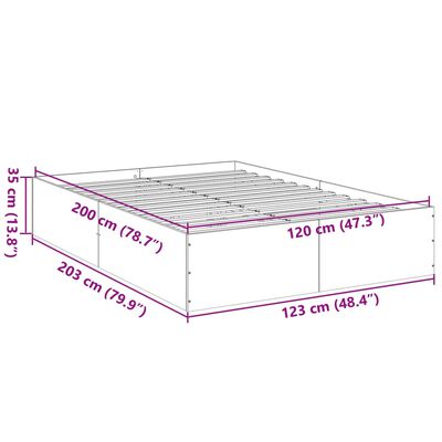 vidaXL Bettgestell Braun Eichen-Optik 120x200 cm Holzwerkstoff