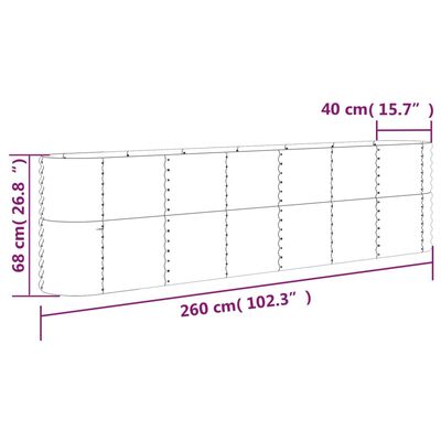 vidaXL Hochbeet Pulverbeschichteter Stahl 260x40x68 cm Grün