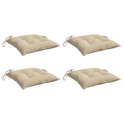 vidaXL Stuhlkissen 4 Stk. Beige 40x40x7 cm Oxford-Gewebe