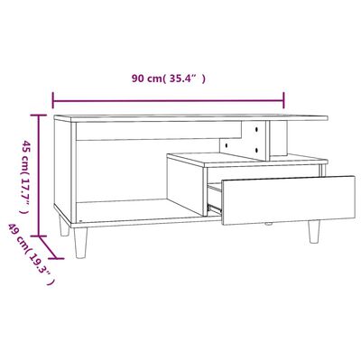 vidaXL Couchtisch Braun Eichen-Optik 90x49x45 cm Holzwerkstoff