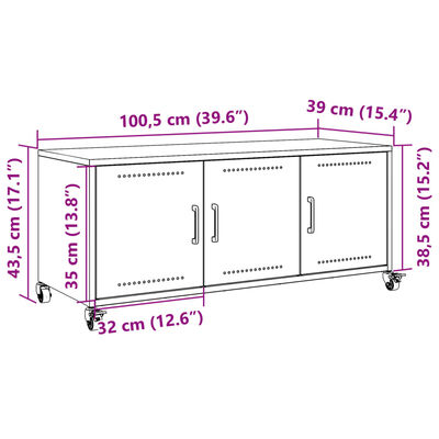 vidaXL TV-Schrank Olivgrün 100,5x39x43,5 cm Stahl