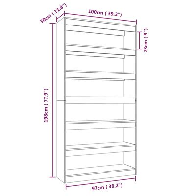 vidaXL Bücherregal/Raumteiler Weiß 100×30×198 cm Holzwerkstoff