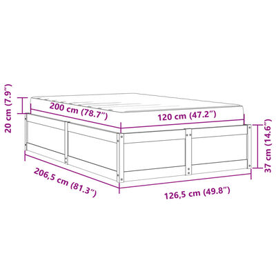 vidaXL Bett mit Matratze Weiß 120x200 cm Massivholz Kiefer