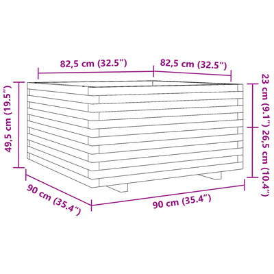 vidaXL Pflanzkübel 90x90x49,5 cm Kiefernholz Imprägniert