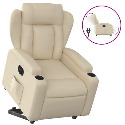 vidaXL Relaxsessel mit Aufstehhilfe Elektrisch Creme Stoff