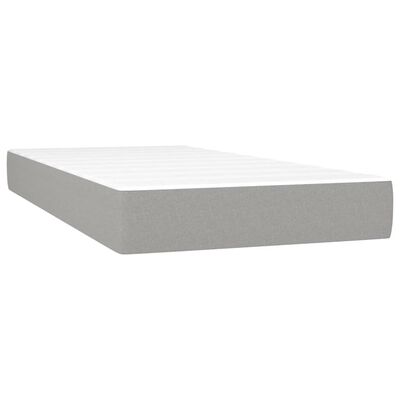 vidaXL Boxspringbett mit Matratze & LED Hellgrau 90x200 cm Stoff