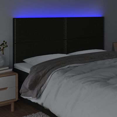 vidaXL LED Kopfteil Schwarz 180x5x118/128 cm Stoff