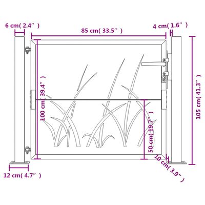 vidaXL Gartentor Anthrazit 105x105 cm Stahl Gras-Design