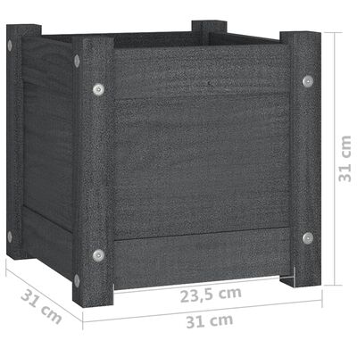 vidaXL Pflanzkübel 2 Stk. Grau 31x31x31 cm Massivholz Kiefer