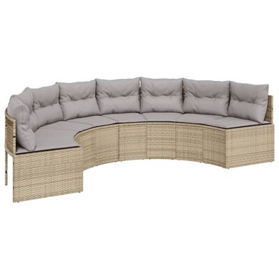 vidaXL 2-tlg. Garten-Sofagarnitur Halbrund Beige Poly-Rattan