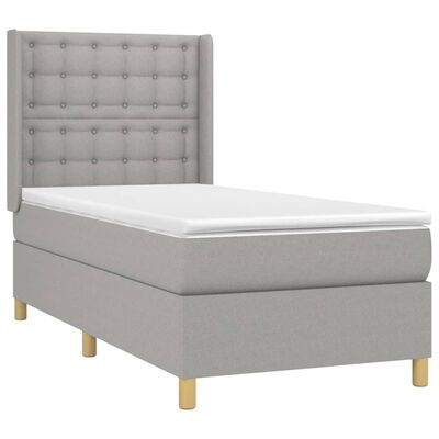 vidaXL Boxspringbett mit Matratze & LED Hellgrau 80x200 cm Stoff