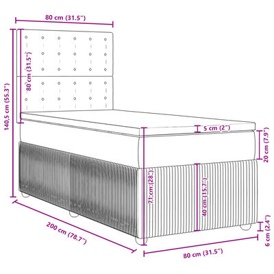 vidaXL Boxspringbett mit Matratze Blau 80x200 cm Stoff