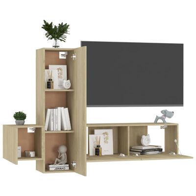 vidaXL 3-tlg. TV-Schrank-Set Sonoma-Eiche Holzwerkstoff