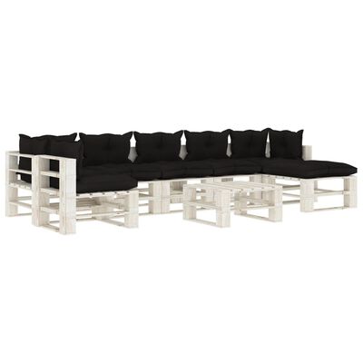 vidaXL 8-tlg. Garten-Lounge-Set Paletten mit Kissen in Schwarz Holz