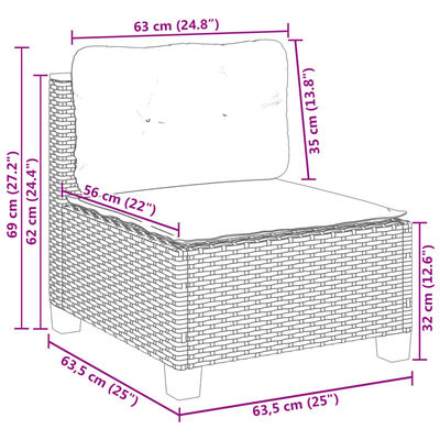 vidaXL 9-tlg. Garten-Sofagarnitur mit Kissen Grau Poly Rattan