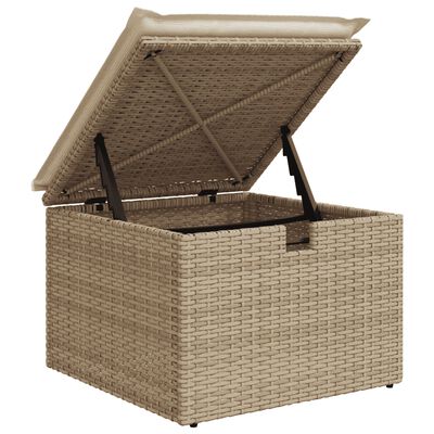 vidaXL 7-tlg. Garten-Sofagarnitur mit Kissen Beige Poly Rattan