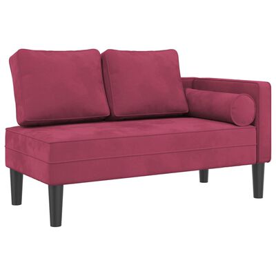 vidaXL Chaiselongue mit Kissen Weinrot Samt