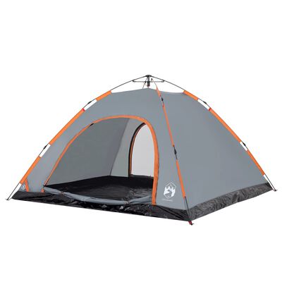 vidaXL Campingzelt 5 Personen Grau und Orange Quick Release