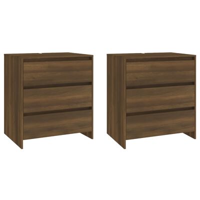 vidaXL 3-tlg. Sideboard Braun Eiche-Optik Holzwerkstoff