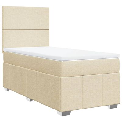 vidaXL Boxspringbett mit Matratze Creme 80x200 cm Stoff