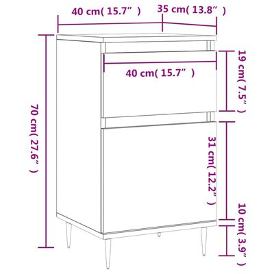 vidaXL Sideboard Betongrau 40x35x70 cm Holzwerkstoff