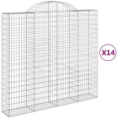 vidaXL Gabionen mit Hochbogen 14Stk. 200x50x180/200cm Verzinktes Eisen