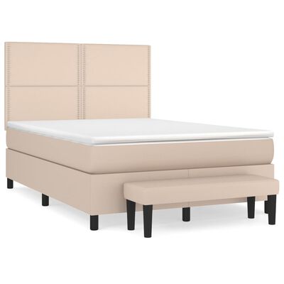 vidaXL Boxspringbett Matratze Cappuccino-Braun 140x190cm Kunstleder