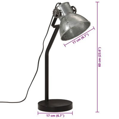 vidaXL Schreibtischlampe 25 W Vintage-Silber 17x17x60 cm E27