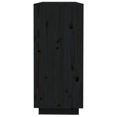 vidaXL Sideboard Schwarz 110,5x35x80 cm Massivholz Kiefer