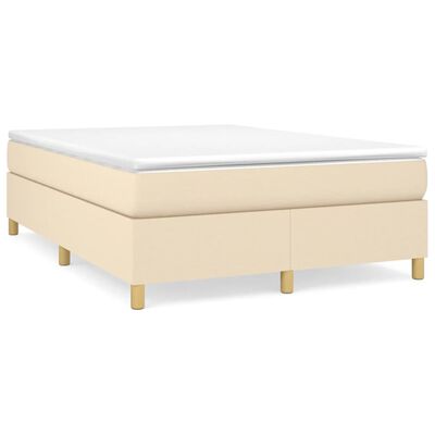 vidaXL Boxspringbett mit Matratze Creme 140x190 cm Stoff