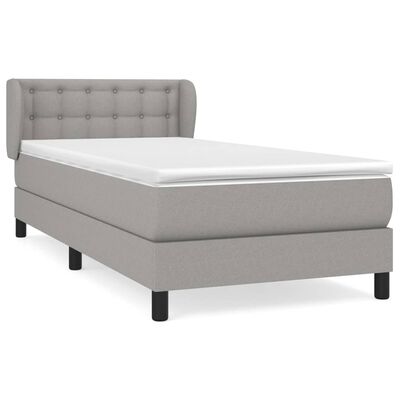 vidaXL Boxspringbett mit Matratze Hellgrau 90x190 cm Stoff